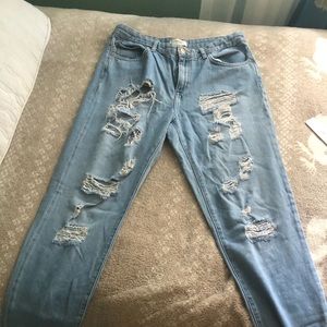 Ripped High Waisted Mom Jeans